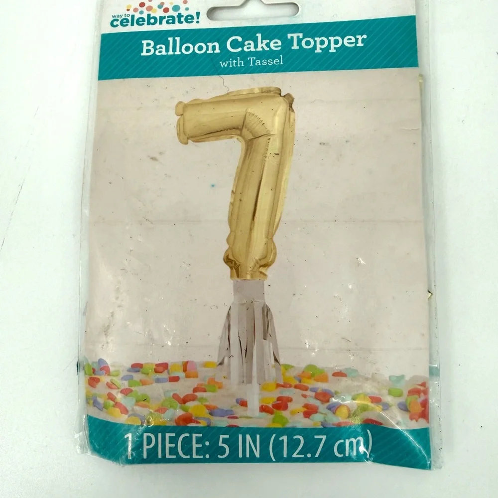 Celebrate It Gold Number 7 Balloon Cake Topper